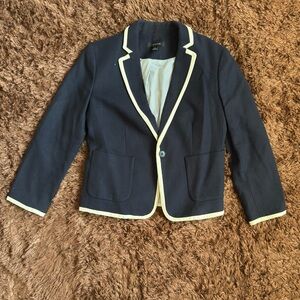 Ann Taylor Navy Blazer with Cream Accents